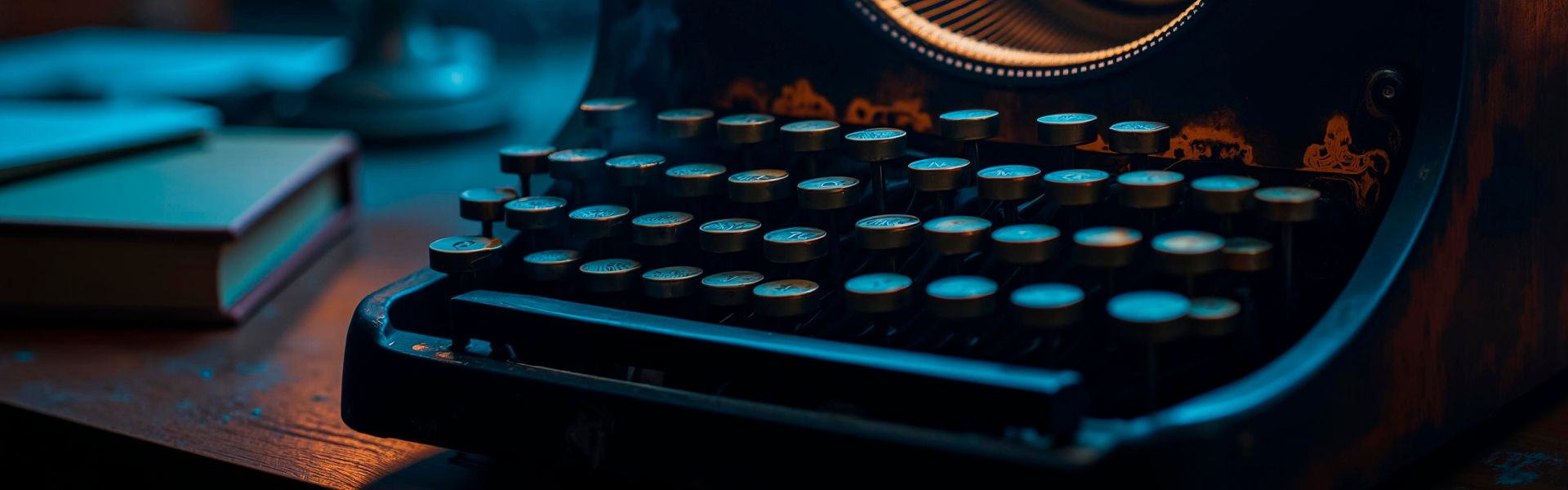 Nahansicht von runden silbernen Buchstaben einer dunklen alten Schreibmaschine