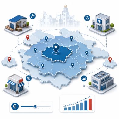Google Ads für Uelzen und den Landkreis gezielt nach Region, Nachfrage und Budget ausrichten Illustration zur regionalen Ausrichtung von Google-Ads-Kampagnen in Uelzen und im Landkreis mit Zielgebieten, Unternehmen und Budgetsteuerung