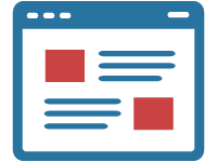 Illustration für zielgerichtete Inhalte im Content Marketing mit Dokument mit Text in rot und Nutzer-Icon in blau