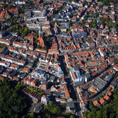 Luftbildaufnahme der Hansestadt Uelzen in Niedersachsen