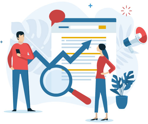 Effektive Analyse und nachhaltiges Ranking für bessere Sichtbarkeit Analyse, Ranking und digitale Strategien in der Suchmaschinenoptimierung mit Team und Wachstumspfeil vor einer Suchmaske visualisiert